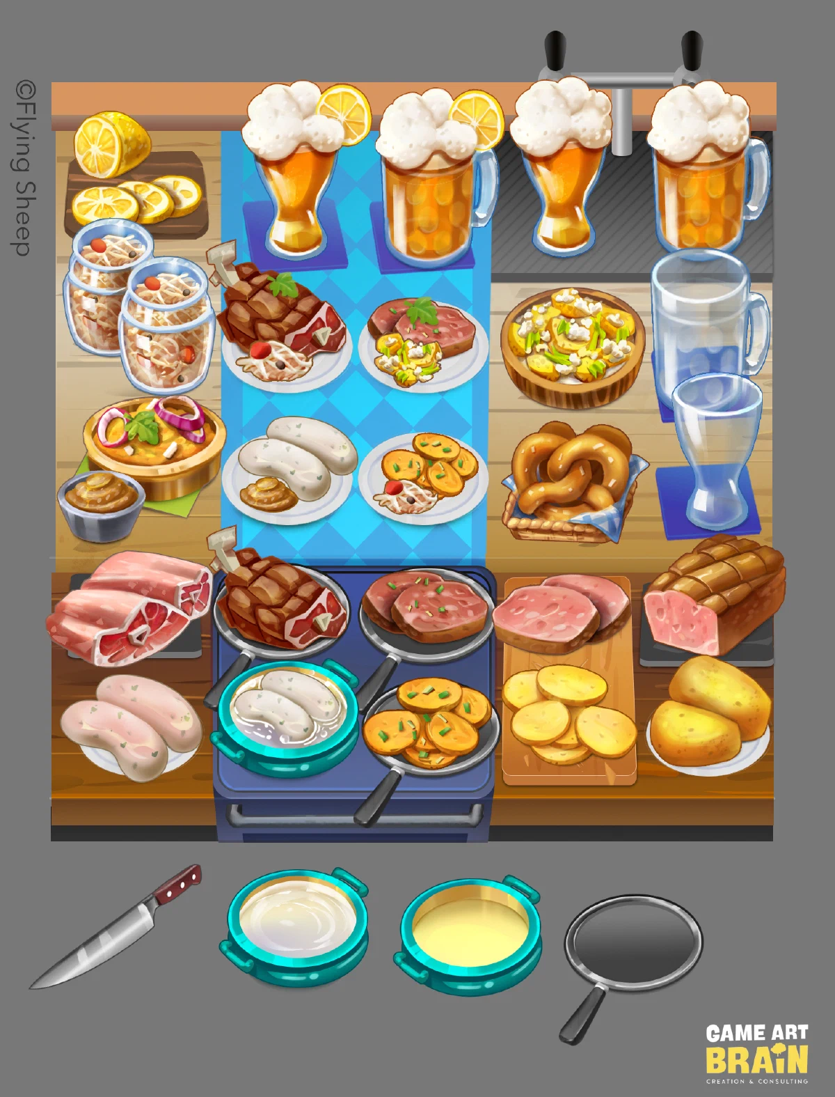 Illustrated German food and drink asset sheet