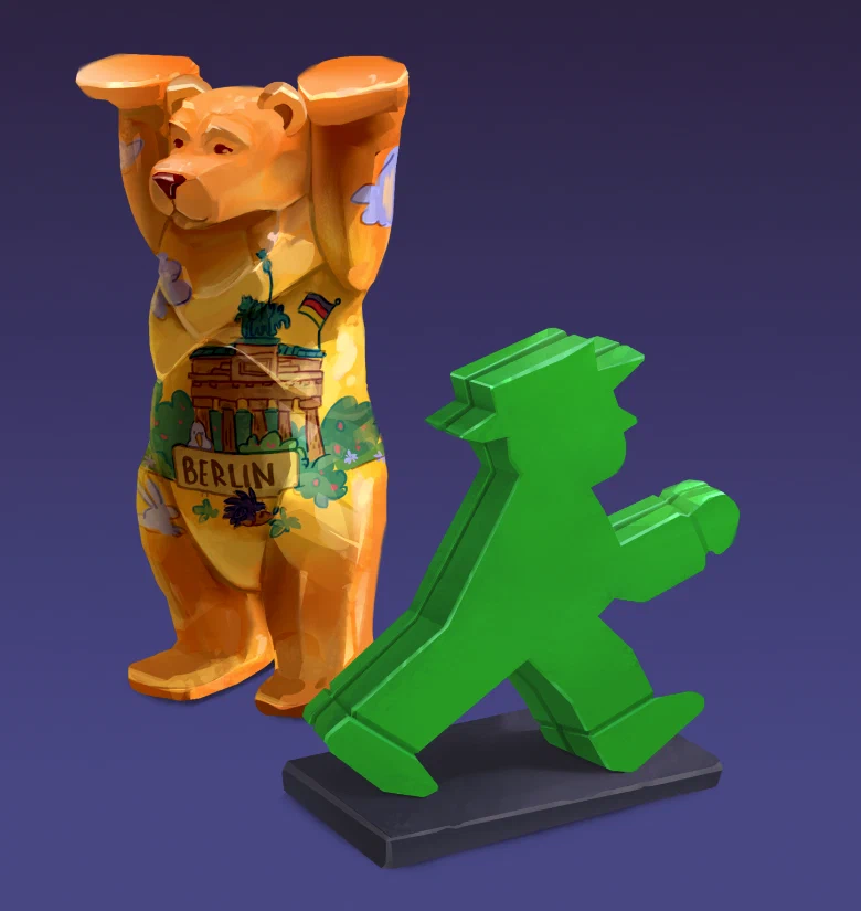 Collection of colorful illustrated souvenir designs